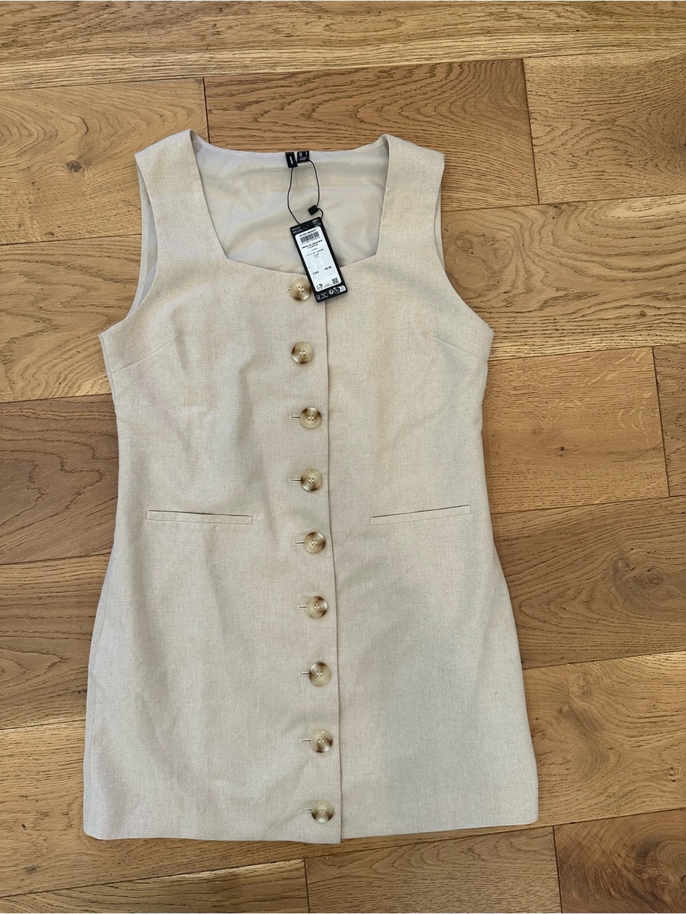 Vero Moda Neutral Beige Button-Front Mini Dress - Picture 2 of 4